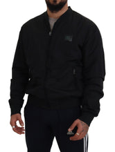Black Nylon Logo Bomber Zipper Jacket Dolce & Gabbana