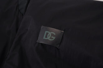 Black Nylon Logo Bomber Zipper Jacket Dolce & Gabbana