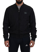 Black Nylon Logo Bomber Zipper Jacket Dolce & Gabbana