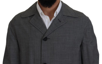 Gray Wool Plaid Long Trench Coat Jacket Trench Coat Jacket Dolce & Gabbana