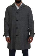 Gray Wool Plaid Long Trench Coat Jacket Trench Coat Jacket Dolce & Gabbana