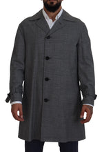 Gray Wool Plaid Long Trench Coat Jacket Trench Coat Jacket Dolce & Gabbana