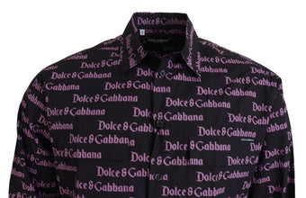Black Purple Logo Slim Dress Formal Shirt Dolce & Gabbana