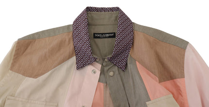 Multicolor Cotton Patchwork Slim Shirt Dolce & Gabbana