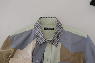 Multicolor Cotton Patchwork Slim Shirt Dolce & Gabbana