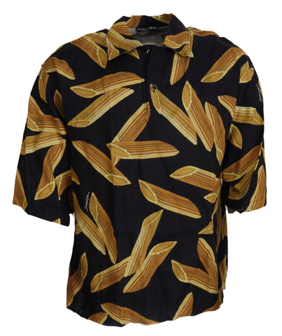 Black Casual Penne Rigate Linen Casual Shirt Dolce & Gabbana