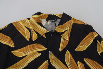 Black Casual Penne Rigate Linen Casual Shirt Dolce & Gabbana
