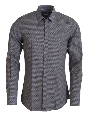 Gray Brown GOLD Slim Fit Dress Formal Shirt Dolce & Gabbana