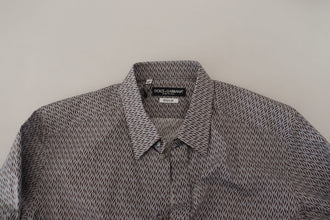 Gray Brown GOLD Slim Fit Dress Formal Shirt Dolce & Gabbana