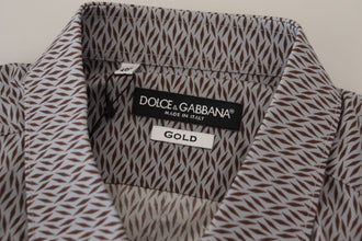 Gray Brown GOLD Slim Fit Dress Formal Shirt Dolce & Gabbana