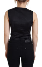 Black Brocade Button Down Sleeveless Vest Top Dolce & Gabbana