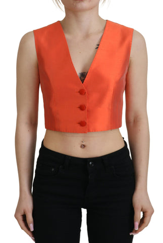 Orange Sleeveless Waistcoat Cropped Vest Top Dolce & Gabbana