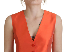 Orange Sleeveless Waistcoat Cropped Vest Top Dolce & Gabbana