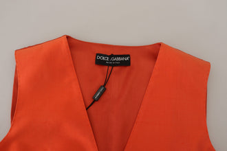 Orange Sleeveless Waistcoat Cropped Vest Top Dolce & Gabbana