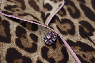 Brown Leopard Print Long Sleeves Blouse Top Dolce & Gabbana