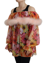 Multicolor Floral Fur Shearling Blouse Top Dolce & Gabbana