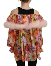 Multicolor Floral Fur Shearling Blouse Top Dolce & Gabbana