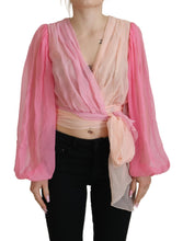 Pink Silk Wrap Long Sleeves Blouse Top Dolce & Gabbana