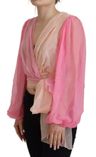 Pink Silk Wrap Long Sleeves Blouse Top Dolce & Gabbana