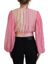 Pink Silk Wrap Long Sleeves Blouse Top Dolce & Gabbana