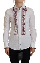 White Lace Long Sleeves Ruffle Collar Top Dolce & Gabbana