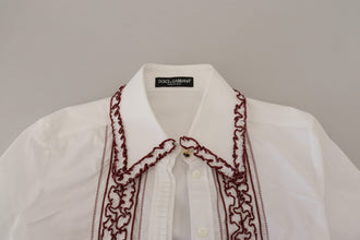 White Lace Long Sleeves Ruffle Collar Top Dolce & Gabbana