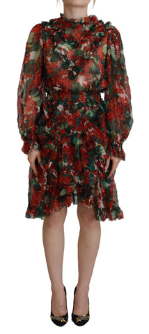 Multicolor Geranium A-line Knee Length Dress Dolce & Gabbana