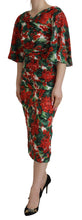 Multicolor Geranium Silk Sheath Midi Dress Dolce & Gabbana