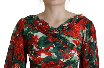 Multicolor Geranium Silk Sheath Midi Dress Dolce & Gabbana