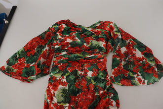 Multicolor Geranium Silk Sheath Midi Dress Dolce & Gabbana