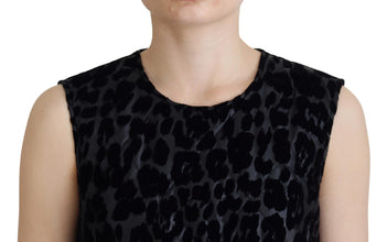 Black Leopard Shift Mini Polyester Dress Dolce & Gabbana