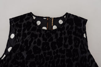 Black Leopard Shift Mini Polyester Dress Dolce & Gabbana
