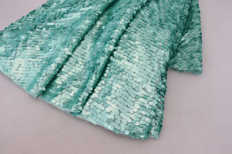 Blue Sequined Pleated Aline Midi Nylon Dress Dolce & Gabbana