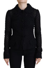 Black Wool Knitted Button Down Collar Jacket Dolce & Gabbana