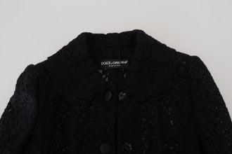 Black Wool Knitted Button Down Collar Jacket Dolce & Gabbana