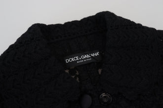 Black Wool Knitted Button Down Collar Jacket Dolce & Gabbana