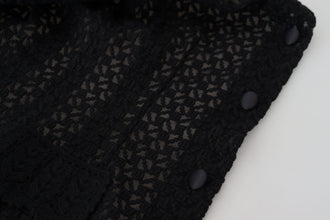 Black Wool Knitted Button Down Collar Jacket Dolce & Gabbana