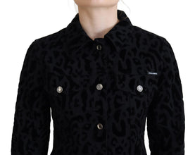 Black Leopard Long Sleeve Denim Cotton Jacket Dolce & Gabbana