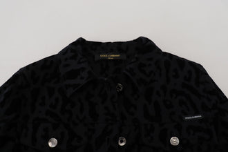 Black Leopard Long Sleeve Denim Cotton Jacket Dolce & Gabbana