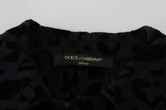 Black Leopard Long Sleeve Denim Cotton Jacket Dolce & Gabbana