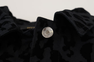 Black Leopard Long Sleeve Denim Cotton Jacket Dolce & Gabbana