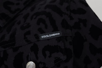 Black Leopard Long Sleeve Denim Cotton Jacket Dolce & Gabbana
