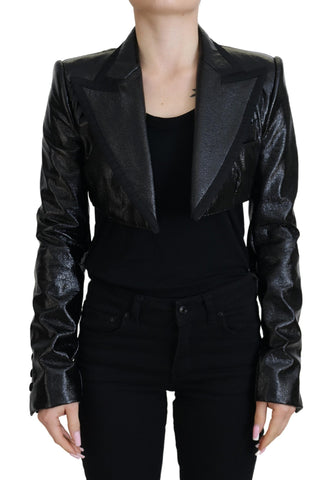 Black Long Sleeves Crop Blazer Cotton Jacket Dolce & Gabbana