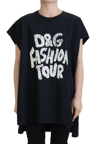Black D&G Fashion Round Neck Cotton T-shirt Dolce & Gabbana