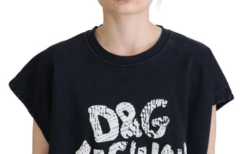 Black D&G Fashion Round Neck Cotton T-shirt Dolce & Gabbana