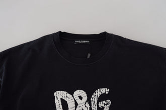 Black D&G Fashion Round Neck Cotton T-shirt Dolce & Gabbana