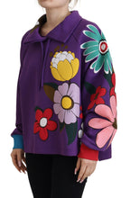 Purple Floral Print Pullover  Cotton Sweater Dolce & Gabbana