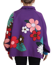 Purple Floral Print Pullover  Cotton Sweater Dolce & Gabbana