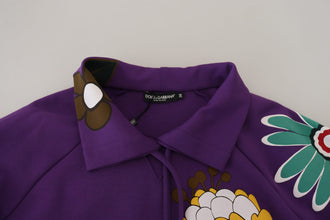 Purple Floral Print Pullover  Cotton Sweater Dolce & Gabbana