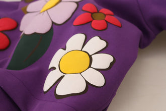 Purple Floral Print Pullover  Cotton Sweater Dolce & Gabbana